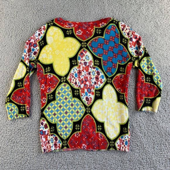 Joseph A Cardigan Sweater Womens Large Floral Rayon Colorful Bohemian Beach NEW - Picture 2 of 11